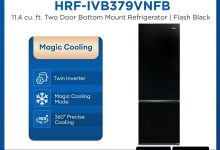 ₱21998 [HOT DEALS] Haier HRF-IVB379VNFB 11.4 cu.ft./324L Magic Cooling No Frost Bottom Freezer Twin Inverter Two Door Refrigerator (New Model)-SSL Gadgets